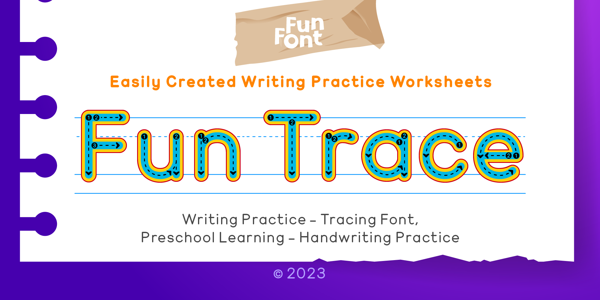 Fun trace font engaging typeface for children s learning practice